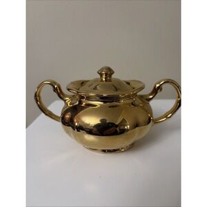 Antique Price Kensington Gold Sugar Bowl 1228 Made In England Original Price Tag